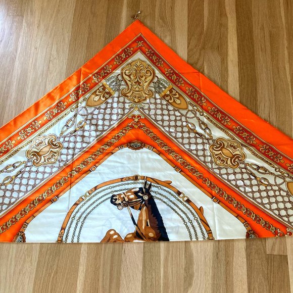 Pa Si Na Fa Shi Accessories - Italian Equestrian Scarf / Shawl Luxury orange